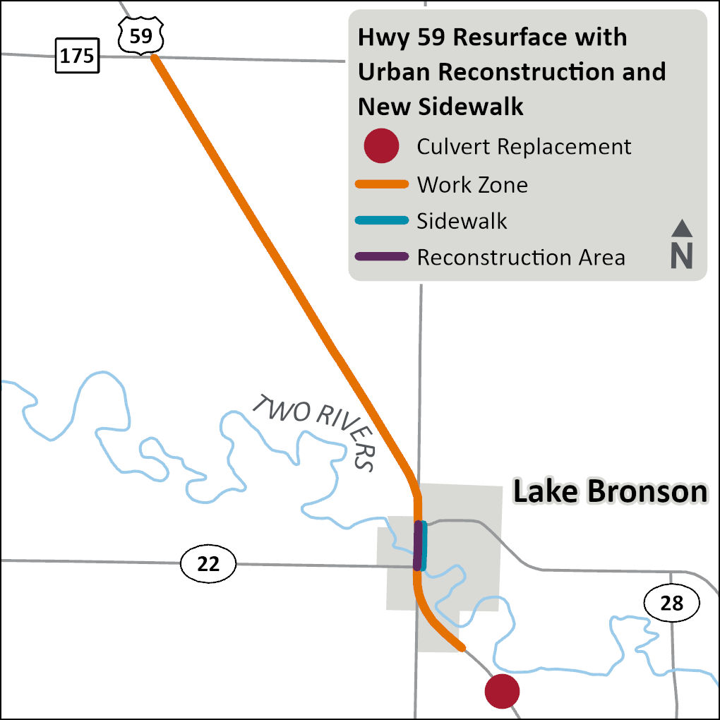 Hwy 59 Lake Bronson  map