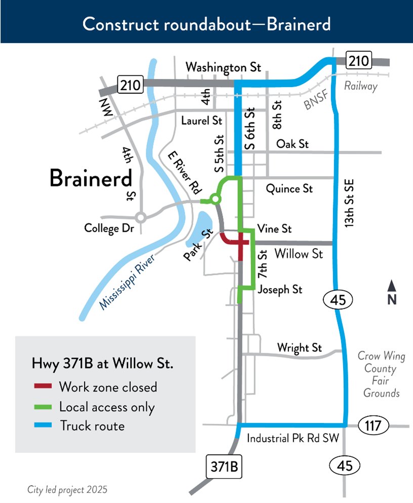 Construct roundabout Brainerd map graphic.