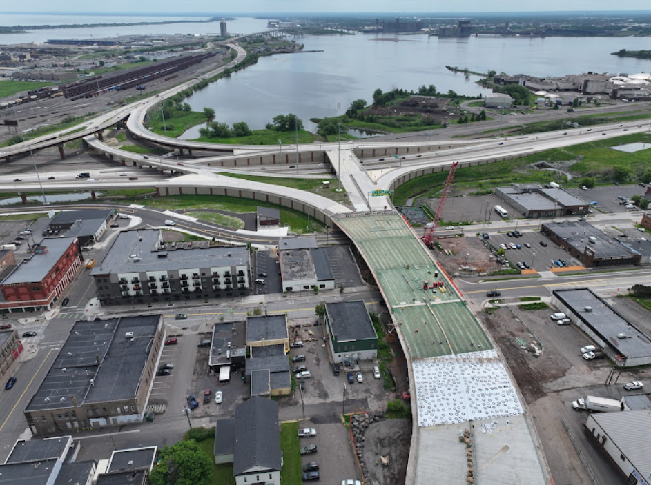 aerial photo of a bridge under construction
